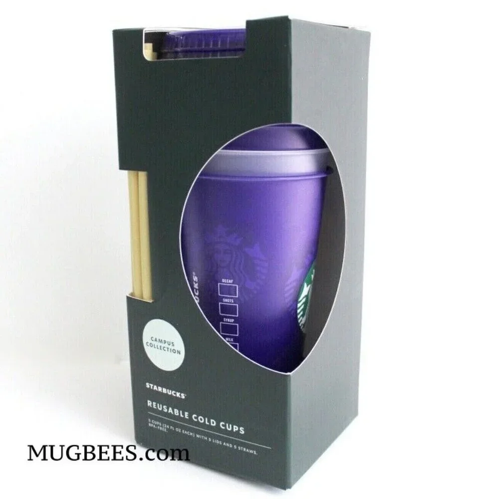 Starbucks Campus Collection University of Washington UW 5-Pk Reusable Cold Cups